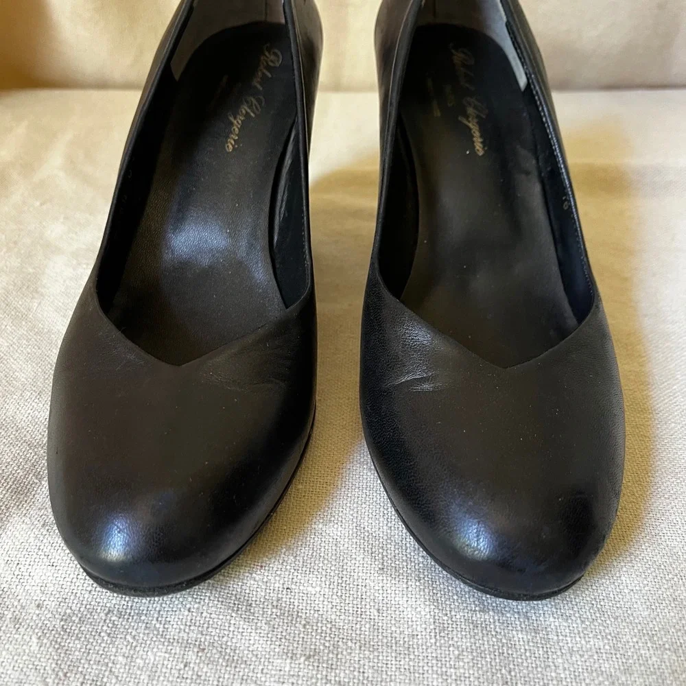 Robert Clergerie Paris Black Leather Wedge Pumps Size 39.5 US 9